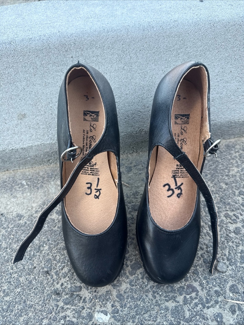 Folklorico Black Leather La Constancia Dance Shoes Made in Mexico SZ 6.5